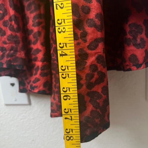 Ganni The Bijou Red Leopard Puff Sleeve Wrap Maxi Dress Size 42 EU - Picture 13 of 15